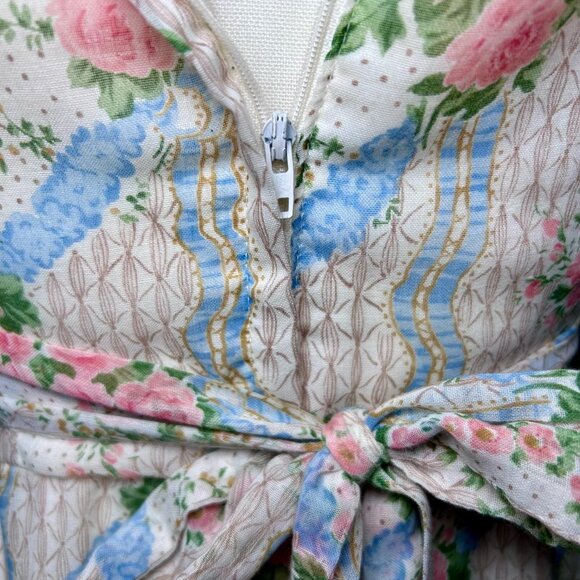 Vintage 70’s White w/ Pink Floral Prairie Cottagecore Maxi Dress - Picture 7 of 8